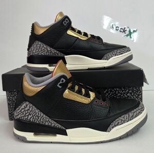 Nike Air Jordan 3 Retro Black Cement Gold Womens Size 10.5 CK9246-067